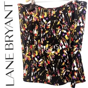 Lane Bryant Black Pencil Skirt in a Multicolor Splatter Print Plus Size 26 NWT